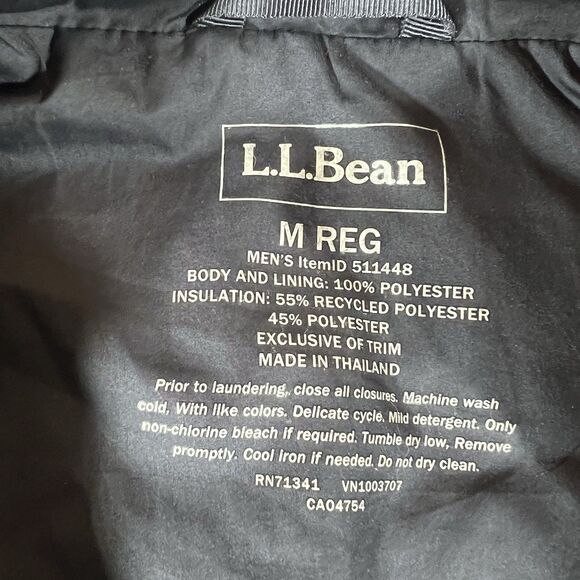 LL Bean Mountain Classic Puffer Full Zip Jacket Coat Men's Medium Reg - Picture 6 of 7